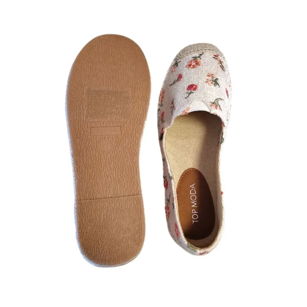 Top Moda Chaya Woven Pink Floral Slip On Espadrilles‎ Shoes SZ 7.5 NWOT